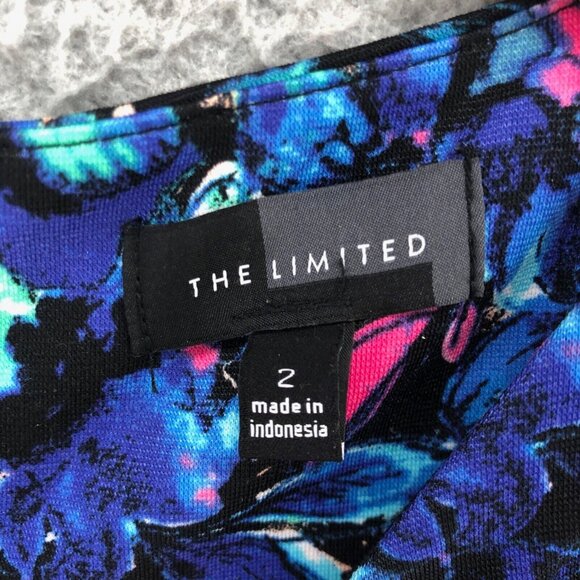 The Limited Dress Womens 2 Blue Multi Floral Mini Shift Ruffle Flare Hem Stretch - Picture 5 of 10